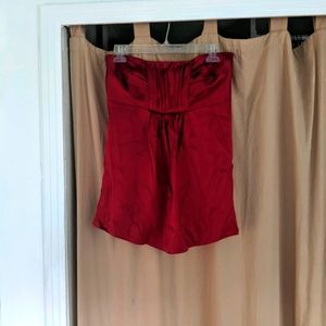 Red Silk Strapless Top from Banana Republic